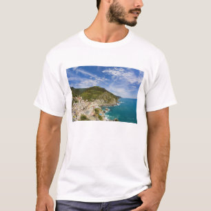 Camiseta Italia, Cinque Terre, Vernazza, Ciudad en la lader