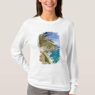Camiseta Italia, Cinque Terre, Vernazza, Ciudad en la lader