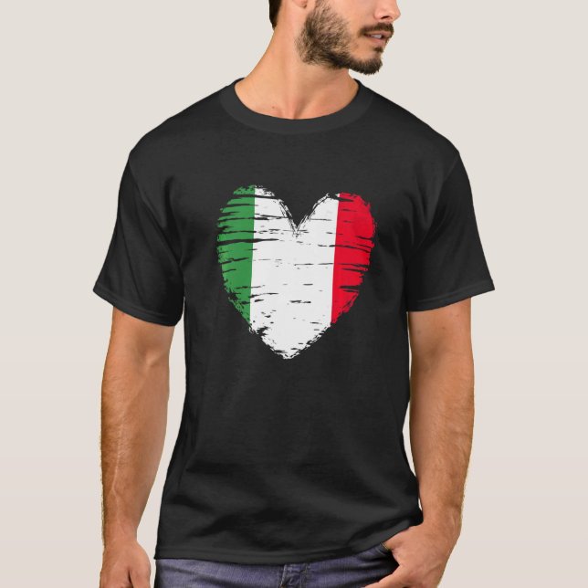 Camiseta Italia Corazón Bandera Italiana Orgullo italiano (Anverso)