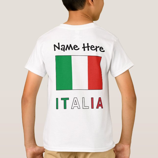 Camiseta Italia e Bandiera Italiana con il Tuo Nome (Reverso)