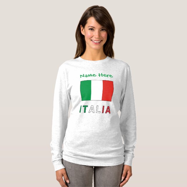 Camiseta Italia e Bandiera Italiana Mujeres Personalizadas (Anverso completo)