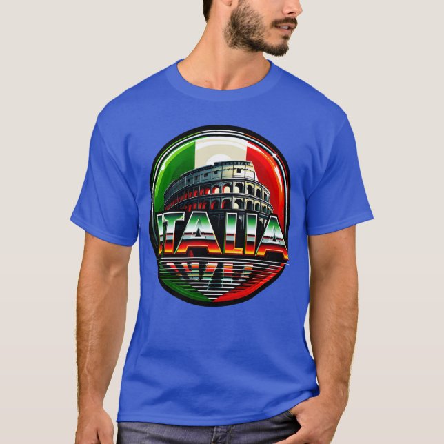 Camiseta Italia (El Coliseo con bandera italiana) (Anverso)