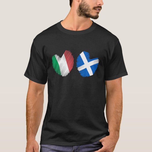 Camiseta Italia Escocia Corazón Bandera Italiana Bandera Es (Anverso)