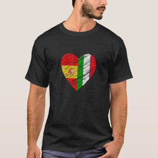 Camiseta Italia España Corazón Bandera Española Bandera Ita