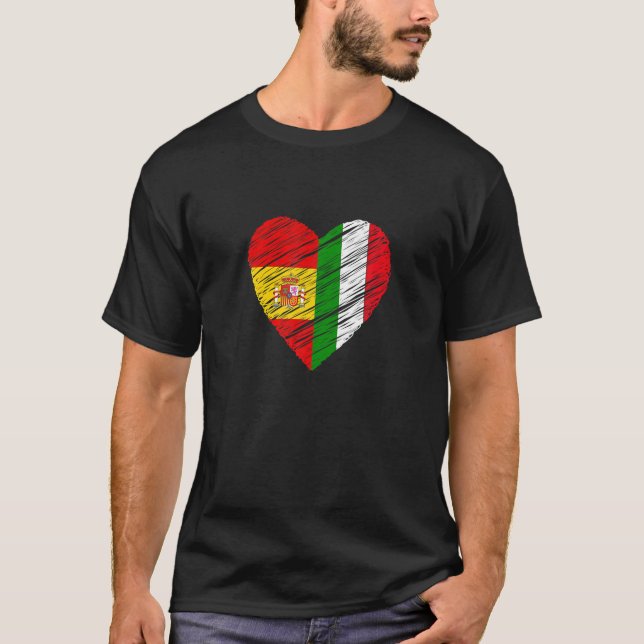 Camiseta Italia España Corazón Bandera Española Bandera Ita (Anverso)