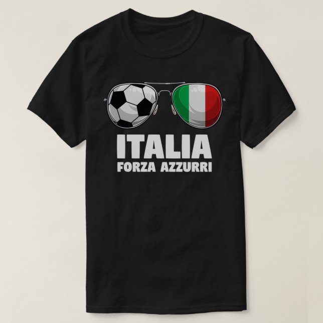 Camiseta Italia Forza Azzuri Soccer Italian Flag Sunglasses (Diseño del anverso)