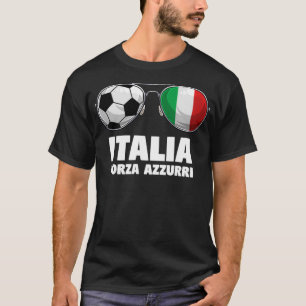 Camiseta Italia Forza Azzuri Soccer Italian Flag Sunglasses