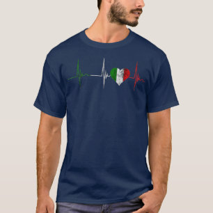 Camiseta Italia Heartbeat Italiano EKG Pulse Italiano