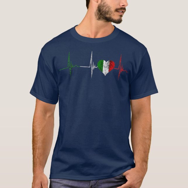 Camiseta Italia Heartbeat Italiano EKG Pulse Italiano (Anverso)