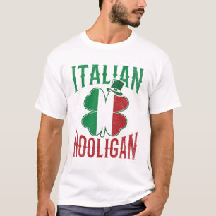 Camiseta Italia Hooligan Bandera Italiana Shamrock St Patro