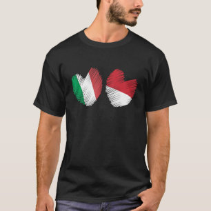 Camiseta Italia Indonesia Corazón Bandera Italiana Bandera 