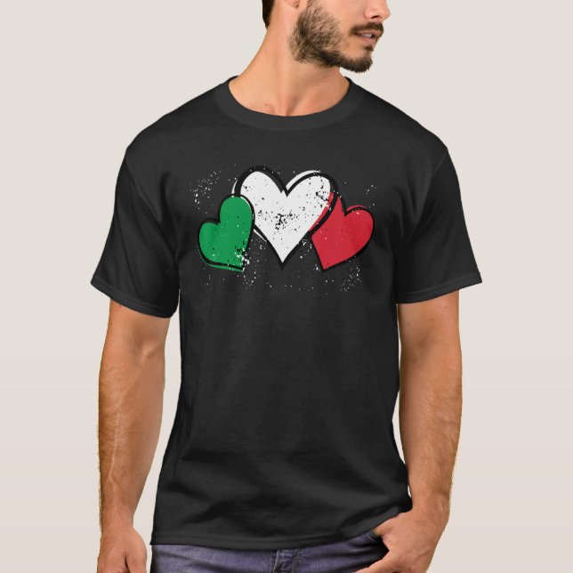 Camiseta Italia latido Italia Bandera Italiana Corazón Ital (Anverso)
