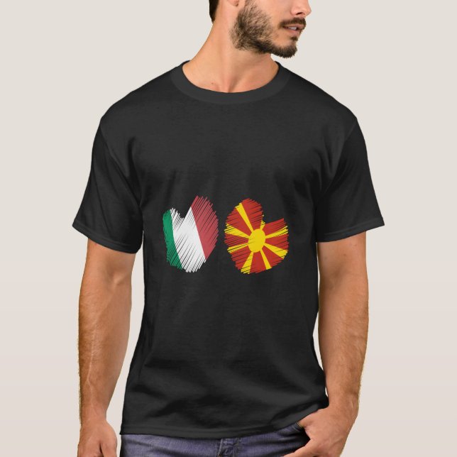 Camiseta Italia Macedonia: Bandera italiana Bandera macedon (Anverso)