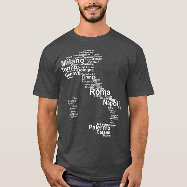 Camiseta Italia Mapa de ciudades de Silhouette Roma Milán (Anverso)