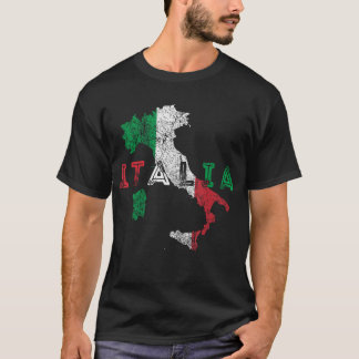 Camiseta Italia Mapa Y Recuerdos De Bandera En Distancia It