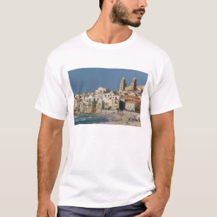 Camiseta Italia, Sicilia, Cefalù, vista de la ciudad con Du