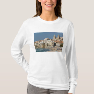 Camiseta Italia, Sicilia, Cefalu, Vista de la ciudad con el