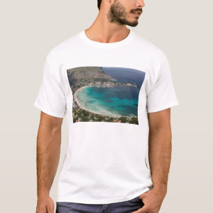 Camiseta Italia, Sicilia, Mondello, Vista de la playa desde