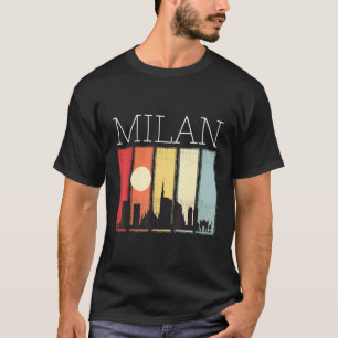 Camiseta Italia Silueta Amanecer Con Catedral De Milán Dom