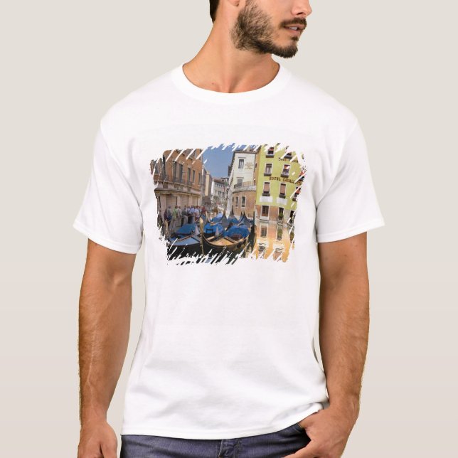 Camiseta Italia, Venecia, góndolas amarradas a lo largo del (Anverso)