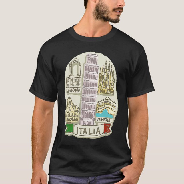 Camiseta Italia Venecia Milán Pisa Verona Roma (Anverso)