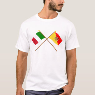 Camiseta Italia y banderas cruzadas Sicilia