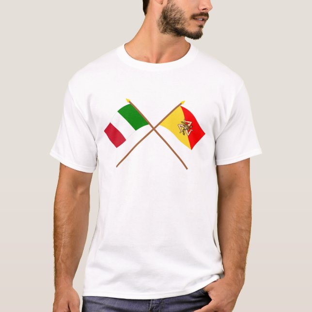Camiseta Italia y banderas cruzadas Sicilia (Anverso)
