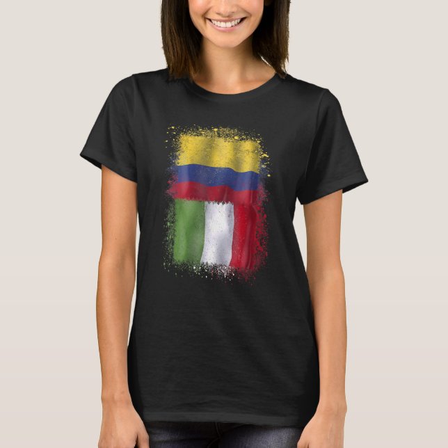 Camiseta Italia Y Colombia Amor Italiano Colombiano (Anverso)