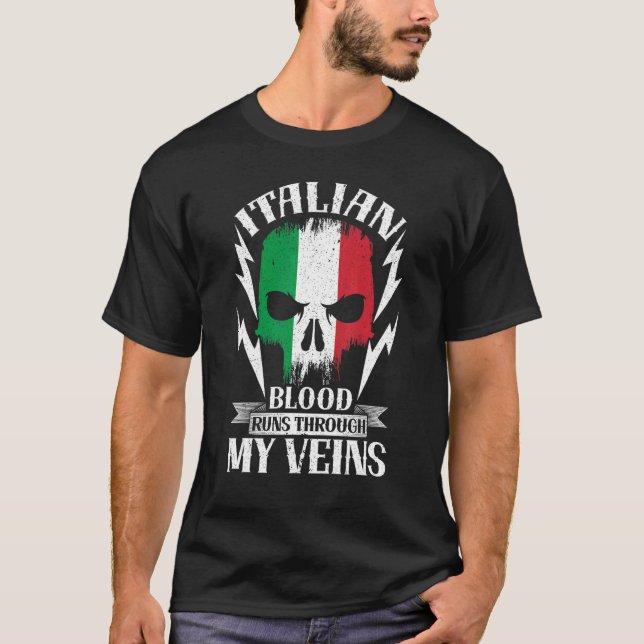 Camiseta Italian Blood Runs Through My Veins Country Italy (Anverso)