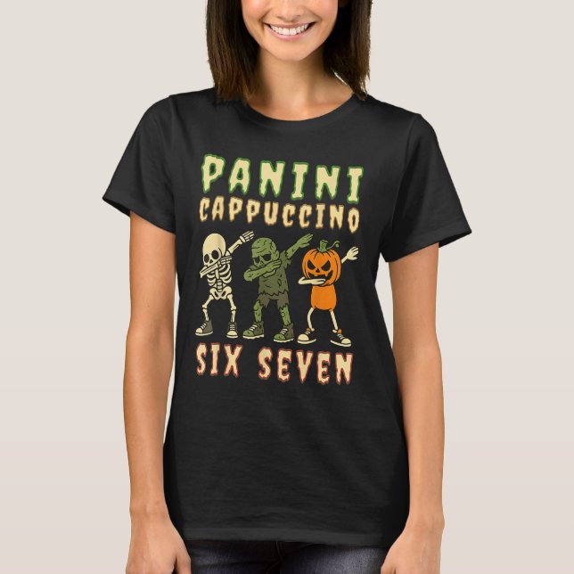 Camiseta Italian Brainrot Halloween Panini Cappuccino Six S (Anverso)