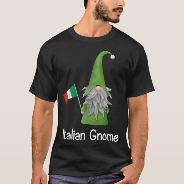 Camiseta  Italian Gnome Holding The Flag Of Italy (Anverso)