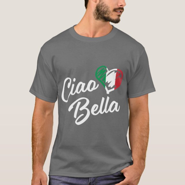Camiseta Italian Heart Ciao Bella Script Cute Italia friend (Anverso)