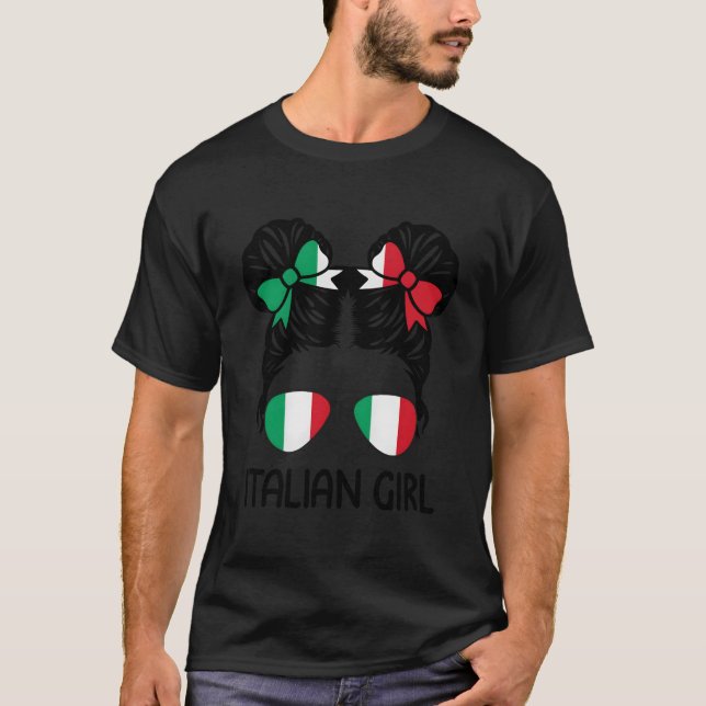 Camiseta Italian Messy Hair Italy Pride Patriotic (Anverso)