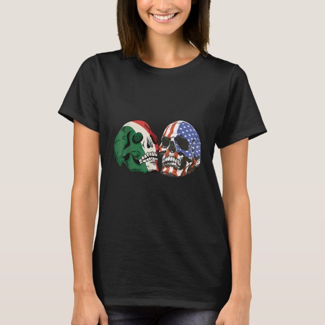 Camiseta Italian Roots American Born Italia Skull Flag Usa  (Anverso)