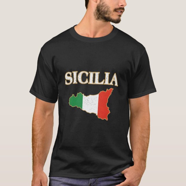 Camiseta Italian Sicily Map Sicilia Sicilian (Anverso)