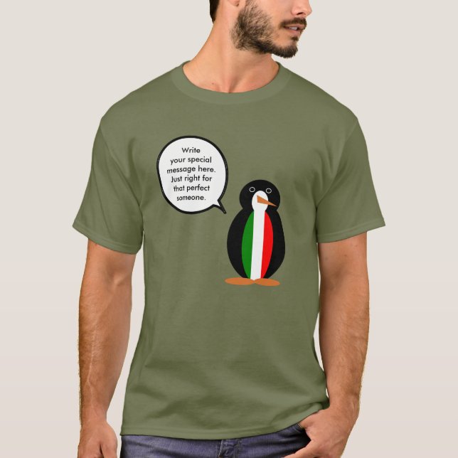 Camiseta Italian Talking Ms Penguin Personalized Text Men's (Anverso)