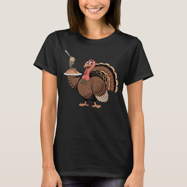 Camiseta Italian Turkey Serving Spaghetti Funny Foodie (Anverso)