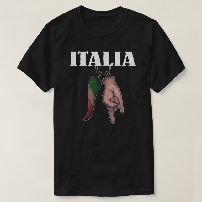 CAMISETA ITALIANA DEL CUERNO Y DE LA MANO (Diseño del anverso)
