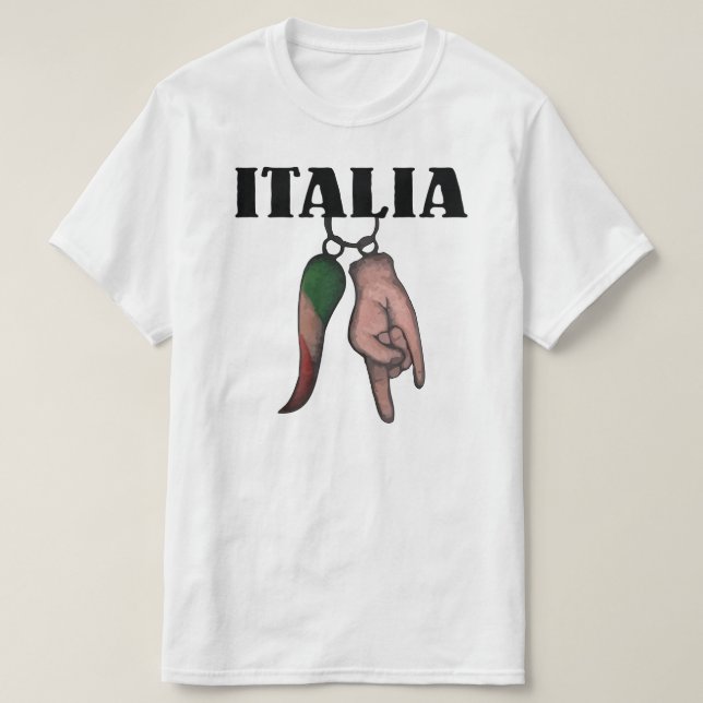 CAMISETA ITALIANA DEL CUERNO Y DE LA MANO, MAL DE (Diseño del anverso)