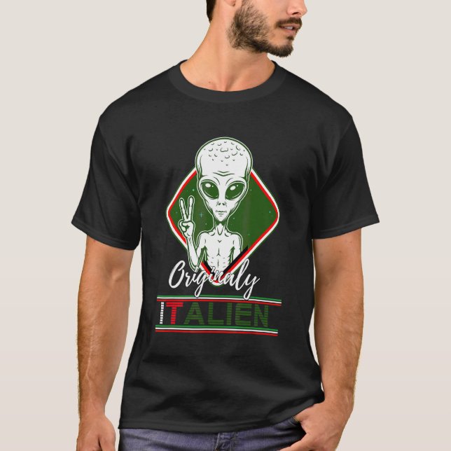Camiseta Italiano Alienígena Pun Italia Moustach Italiano (Anverso)