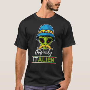 Camiseta Italiano Alienígena Pun Italia Moustach Italiano