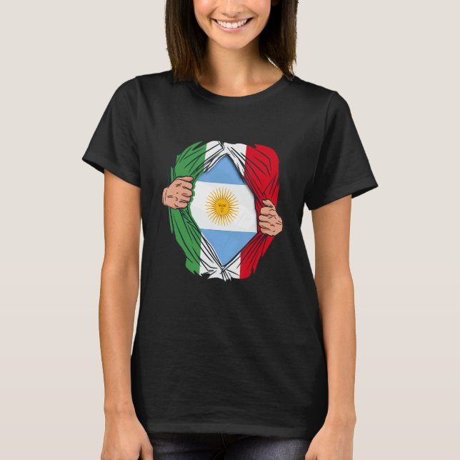 Camiseta Italiano con raíces argentinas bandera argentina w (Anverso)