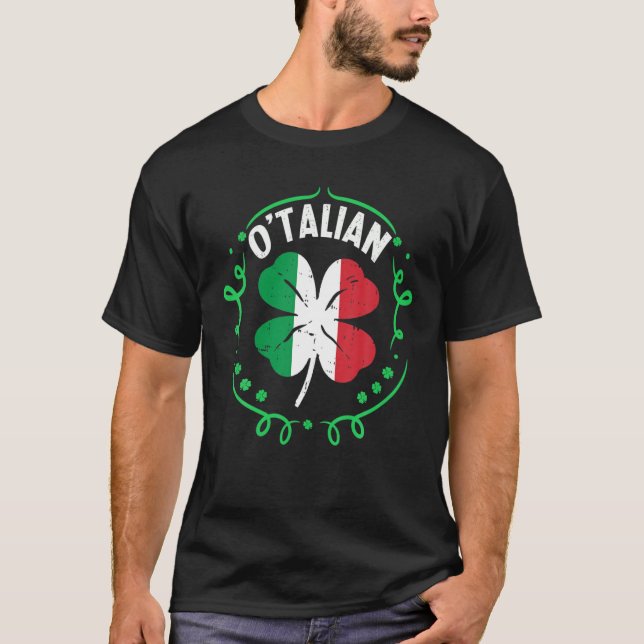 Camiseta Italiano O'talian Día de San Patricio Sham bandera (Anverso)