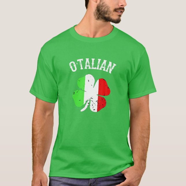 Camiseta Italiano O'talian Día de San Patricio Sham bandera (Anverso)