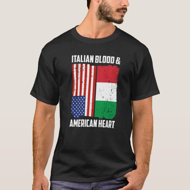 Camiseta Italiano Sangre y Corazón Americano Raíces Italian (Anverso)
