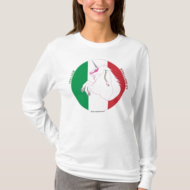Camiseta Italiano Semental-y unicornio Hanes nano (Anverso)