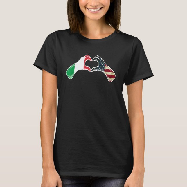 Camiseta Italy American USA Flag - USA Italian Heart (Anverso)