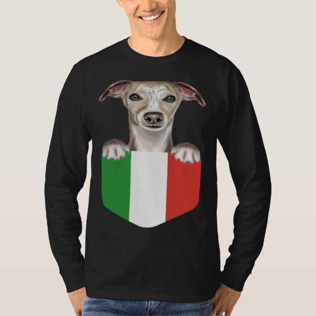 Camiseta Italy Flag Whippet Dog In Pocket (Anverso)