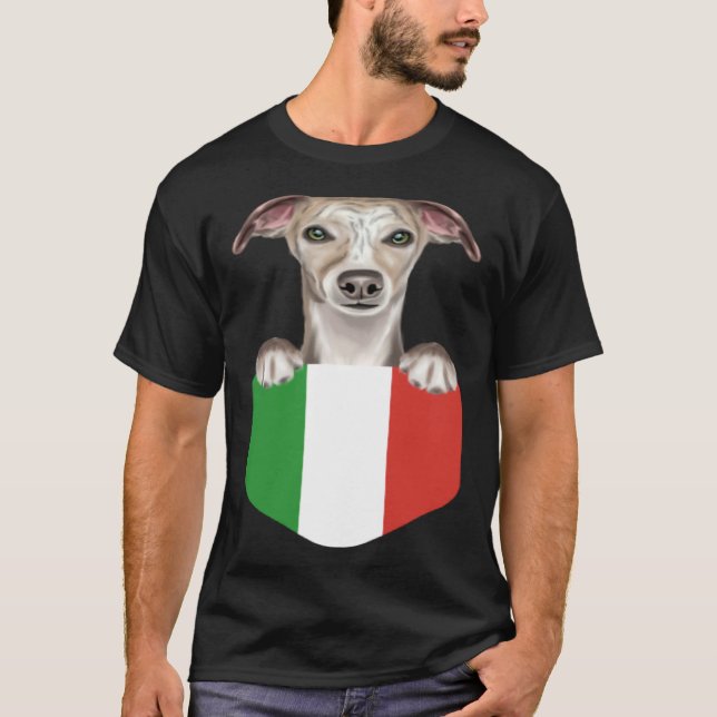 Camiseta Italy Flag Whippet Dog In Pocket (Anverso)