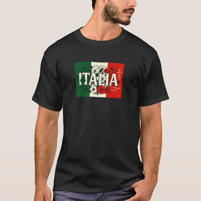 Camiseta Italy Flowers Italian Flag Pride (Anverso)
